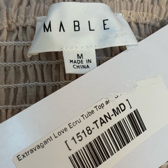 MABLE LOVE ECRU RAYON PLEATED BEIGE SUMMER BEACH TAN TUBE TOP SIZE MED NWT - Picture 12 of 14